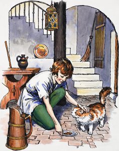Pojke med katt av English School