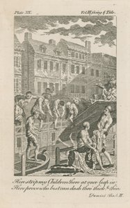 Pojkar badar i flottdiket vid Bridewell Bridge 1728 av English School