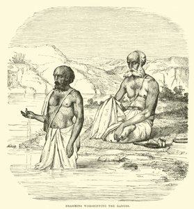 Brahminer som dyrkar Ganges av English School