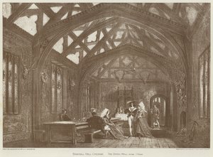 Bramhall Hall, Cheshire, The Dining Hall (litho) av English School