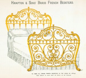 Fransk sängstuga i mässing från Hampton and Sons Catalogue of Furniture, 1902