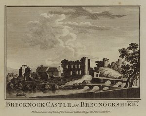 Brecknock Castle, i Brecknockshire (gravyr) av English School