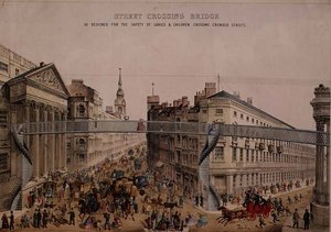 Bro över gatan vid Mansion House, ca 1862 (akvatint) av English School