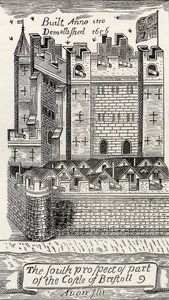 Bristol Castle, efter James Millerds karta över Bristol från 1673, från 