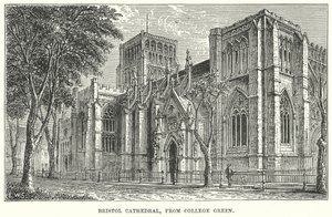 Bristols katedral, från College Green (gravyr) av English School