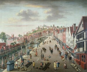 Bristol Docks and Quay, ca 1760 (olja på duk) av English School