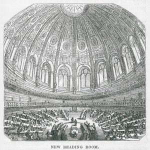 British Museum: Nya läsesalen (gravyr) av English School