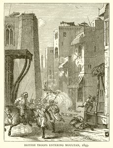 Brittiska trupper går in i Moultan, 1849 av English School