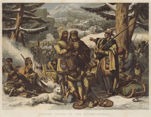 Britische Truppen auf dem Marsch, Kanada (Chromolitho) von English School