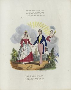 Brittiskt valentinkort med en bild av en man och en kvinna som håller varandra i hand av English School
