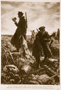 Brittiska soldater rensar skräp efter en framryckning in i fiendens territorium, 1914-19 av English School
