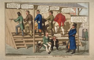 Brixton Purgatory, 1822 (handfärgad etsning) av English School