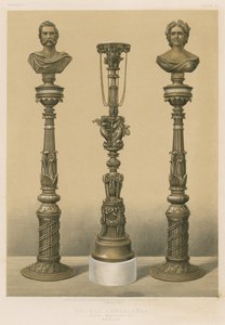 Kandelaber i brons, Kungliga manufakturen, Berlin (chromolitho) av English School
