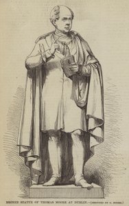 Bronsstaty av Thomas Moore i Dublin (gravyr) av English School