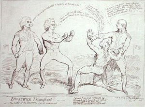Brunswick triumferande! utgiven av J. Aitken 1789 (etsning) av English School