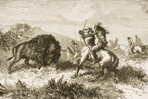 Buffalo Hunting on the Great Plains mellan St. Louis och Denver, ca 1870, från 