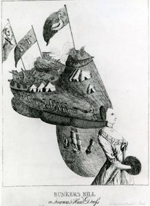 Bunkers Hill, eller Americas Head Dress, 1776 av English School