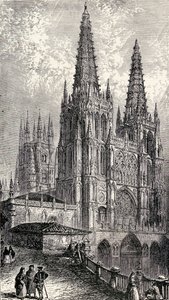 Katedralen i Burgos, Burgos, Spanien, från "Spanien: A Summary of Spanish History from the Moorish Conquest to the Fall of Granada, 711-1492", av Henry Edward Watts, publicerad 1893. av English School