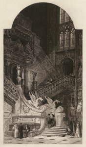Burgos katedral, etsad av C O Murray, efter David Roberts (litografi) av English School
