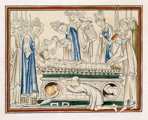 Begravning av Edward Bekännaren, illustration från en faksimil av The Life of St Edward the Confessor av English School