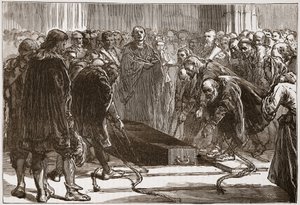 Begravning av Luther i Schloss-Kirk, Wittemberg, illustration från The History of Protestantism av James Aitken Wylie (1808-1890), pub. 1878 av English School
