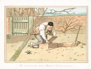 Vergrabene Kiste im Garten, Weihnachtskarte von English School