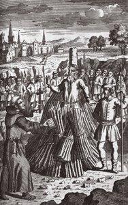 Brinnande martyrer, illustration från "Foxes Martyrs" ca 1703 (litografi) av English School