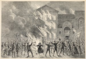 Burning of Newgate, från ett samtida tryck av English School