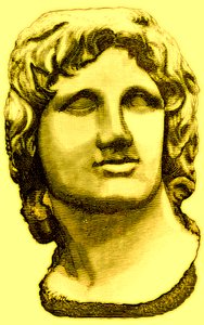 Byst av Alexander den store, från British Museum, staty i Vatikanen, illustration från History of Rome av Victor Duruy, publicerad 1884 (digitalt förbättrad bild) av English School