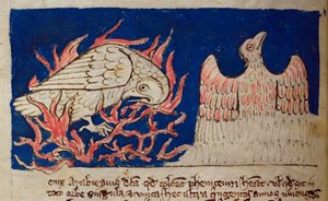 CCA-LitMs/D/10 fol. 17v Pheonix, från Bestiary av English School