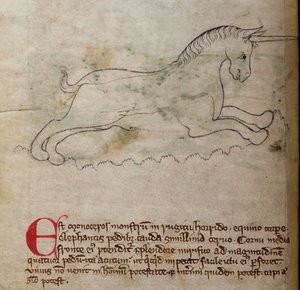 CCA-LitMs/D/10 fol. 2v Monoceros, från Bestiary av English School
