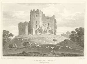 Caerdiff Castle, Glamorganshire (gravyr) av English School