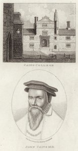 Caius College och ett porträtt av John Caius av English School
