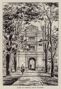 Cambridge: Gate of Virtue, Caius College (etsning) av English School