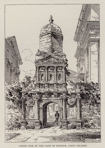 Cambridge: North Side of the Gate of Honour, Caius College (etsning) av English School