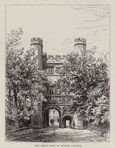Cambridge: The Great Gate of Trinity College (etsning) av English School