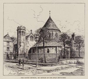 Cambridge: Rundkyrkan; eller Heliga gravens kyrka (etsning) av English School