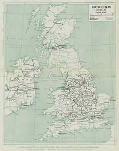 Kanaltransport på de brittiska öarna, huvudsystemen med de farbara floderna (litho) av English School