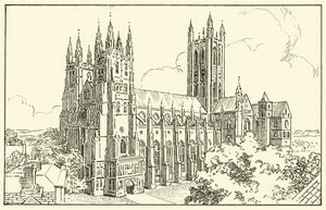 Canterbury Cathedral (bläck på papper) av English School