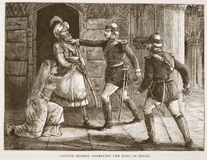 Kapten Hodson arresterar kungen av Delhi, illustration från Cassells Illustrated History of England av English School