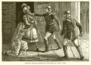 Kapten Hodson arresterar kungen av Delhi, 1857 av English School