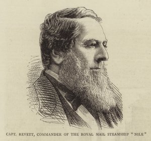 Kapten Revett, befälhavare för Royal Mail Steamship "Nile" (gravyr) av English School