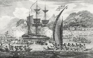 Kapten Wallis attackerad av indianerna av English School