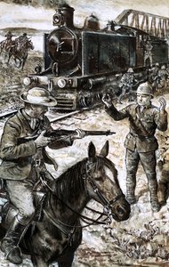 Fångst av Winston Churchill under boerkriget (gouache på papper) av English School