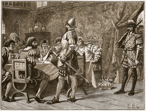 Capture of the FitzGeralds, illustration från Cassells Illustrated History of England (sepiafoto) av English School