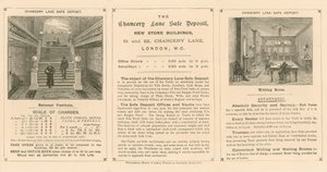 Kort som annonserar Chancery Lane Safe Deposit, 61-62 Chancery Lane, London av English School