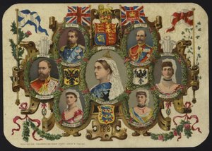Kort som firar drottning Victorias jubileum 1887 av English School