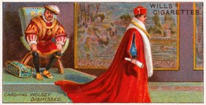 Kardinal Wolsey avskedas av kung Henrik VIII av English School