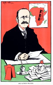 Karikatyr av Sir Alfred Milner, brittisk kolonialguvernör i Kapkolonin vid utbrottet av andra boerkriget av English School