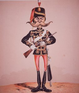 Karikatyr av vaktpost av 11:e husarerna, från 